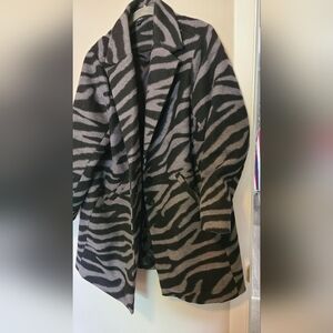 Torrid Black and Gray Zebra Teddy Jacket